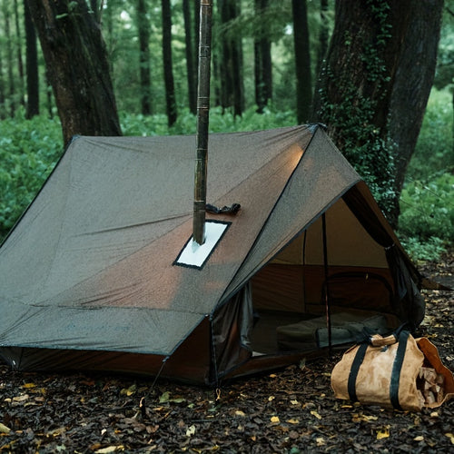 1-2 Person 4 Season Camping Tent With Stove Jack - Waterproof & Windproof Hot Tent, Lightweight And Weatherproof, Ideal For Hiking, Hunting, Fishing, Includes Carry Bag