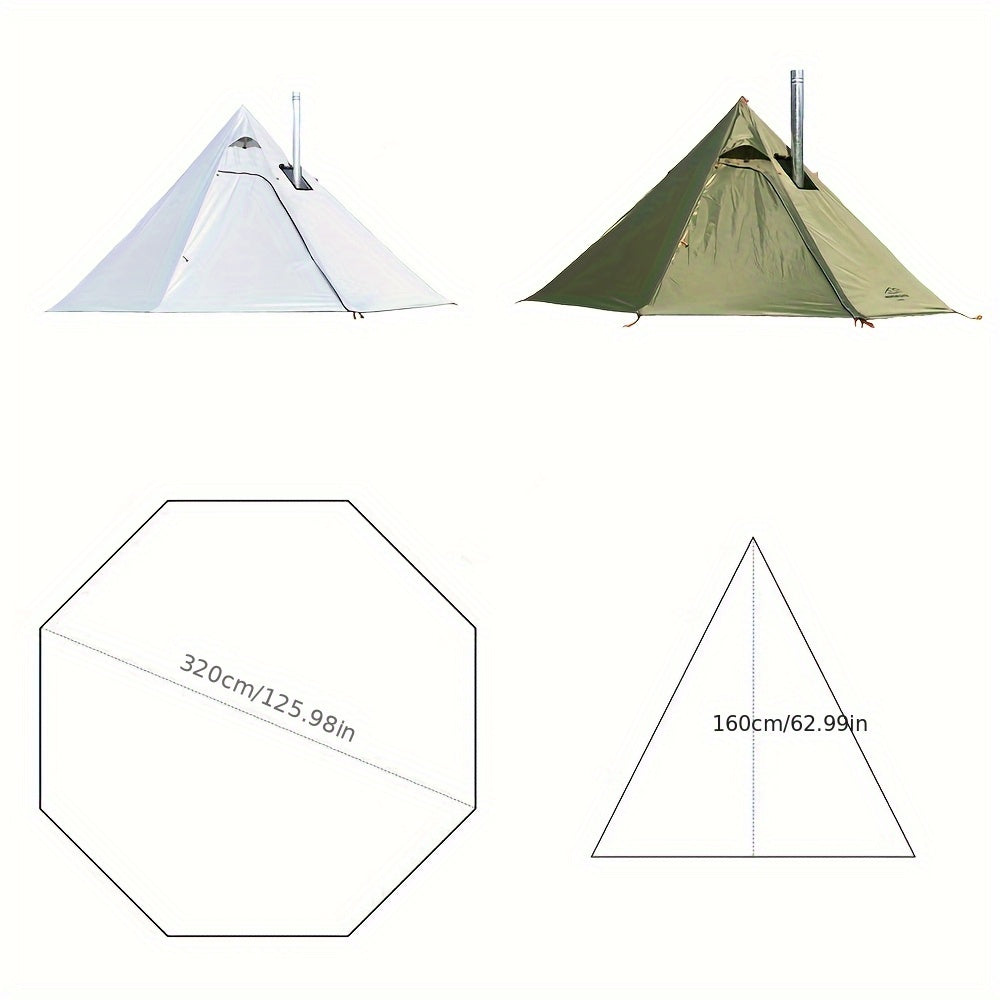 Tipi Hot Tent With Fire Retardant Stove Jack For Flue Pipes, 2-3 Person Bottom Diameter 10.5ft Height 5.2ft Lightweight Teepee Tents For Family Team Outdoor Backpacking Camping Hiking