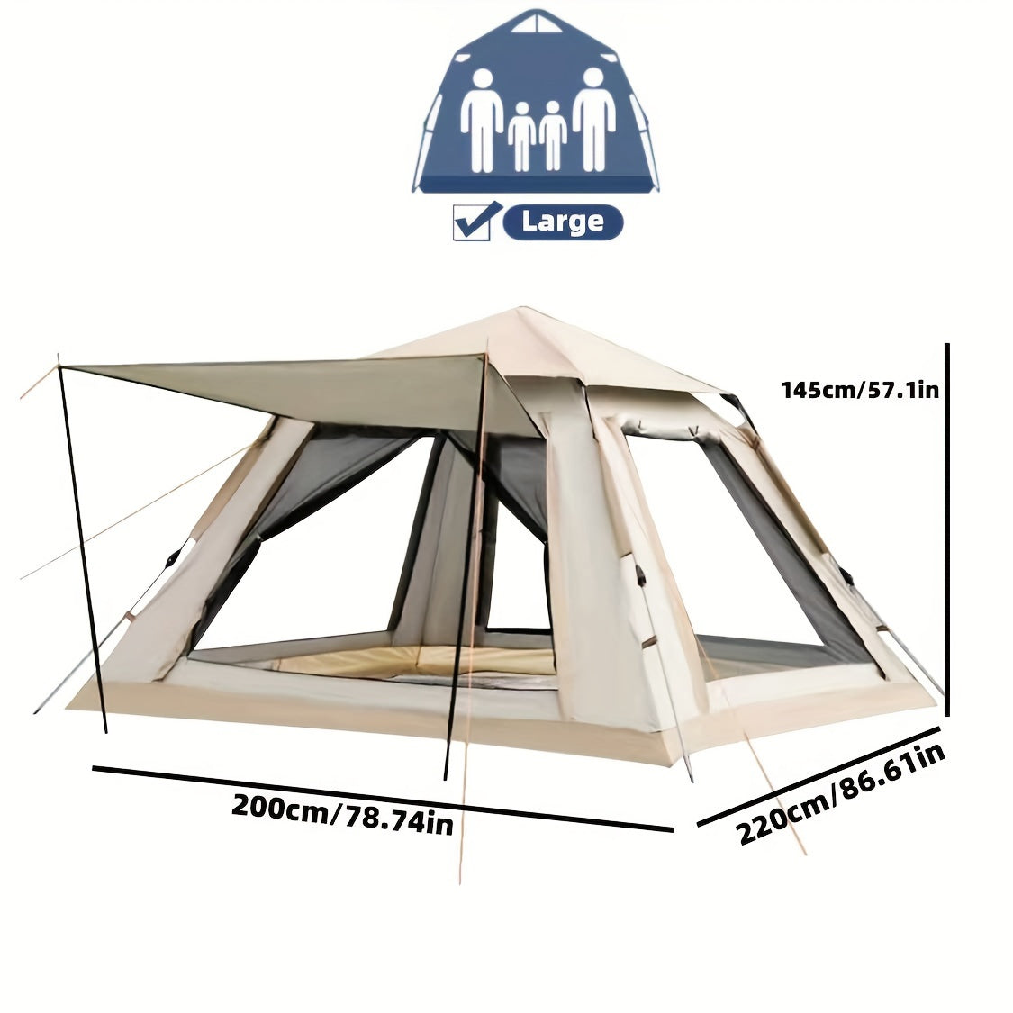 3-4\u002F5-8 People UV Protection Tent, 210D Oxford Waterproof Camping Tent, Lightweight Tent With Side Vestibule, 2 Doors Suitable For Camping, Hiking, Reconnaissance Soldiers, Easy Automatic Setting In 3 Seconds