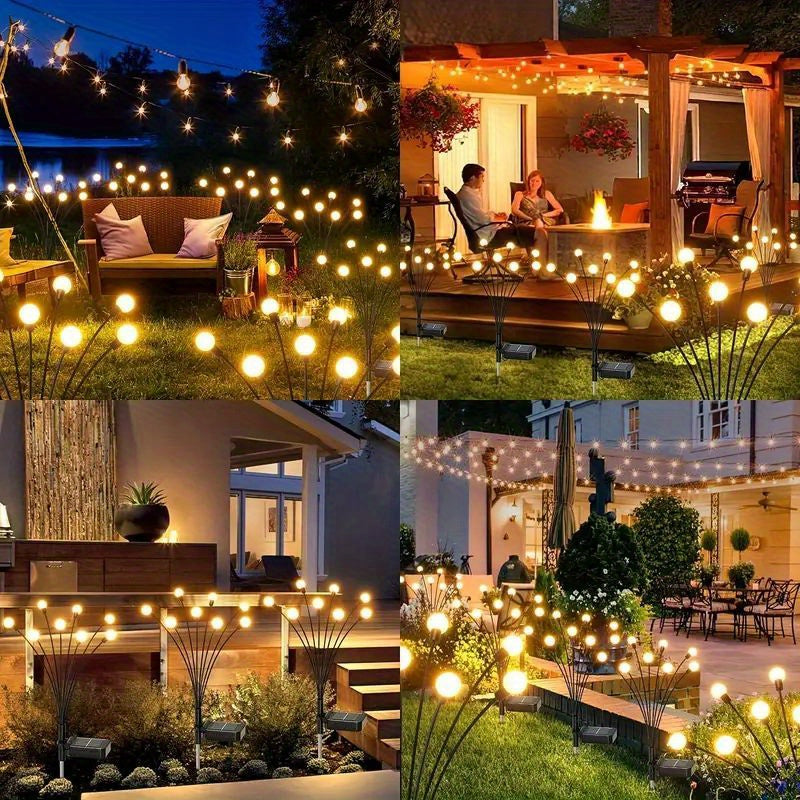 2\u002F4\u002F6 Pack 16 LED Solar Swaying Path Lights, Sway By Wind, IP65, High Flexibility Iron Wire, Solar Outdoor Lights For Yard Patio Garden Pathway, Warm White