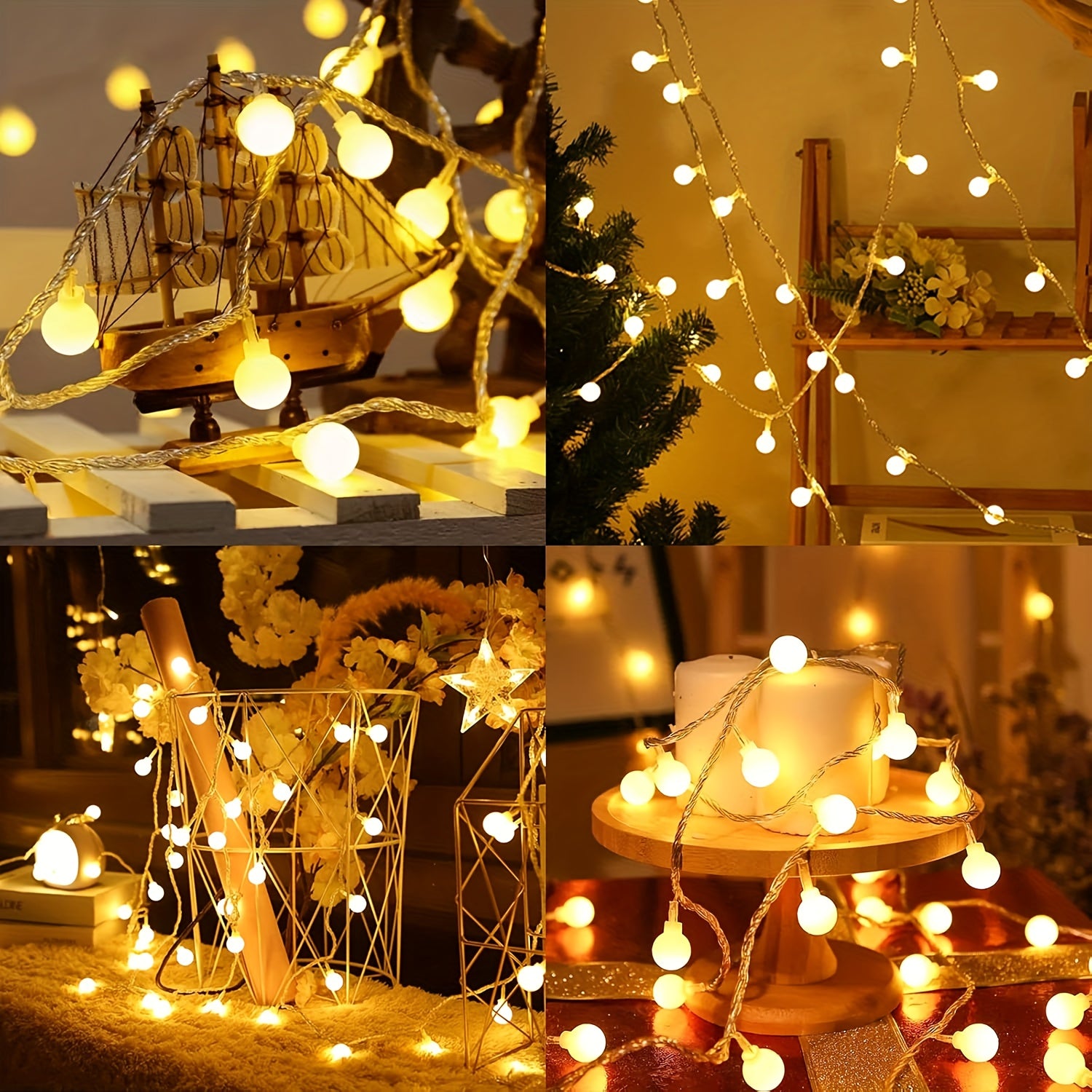 100LED Globe String Lights, 32.8FT Christmas Theme Rope Light, 8 Modes With Remote Timer, Plug-in, Waterproof Fairy Lights, Illuminate Christmas Parties, Christmas Bedroom Decor, Suitable For Indoor & Outdoor Wedding Decor.