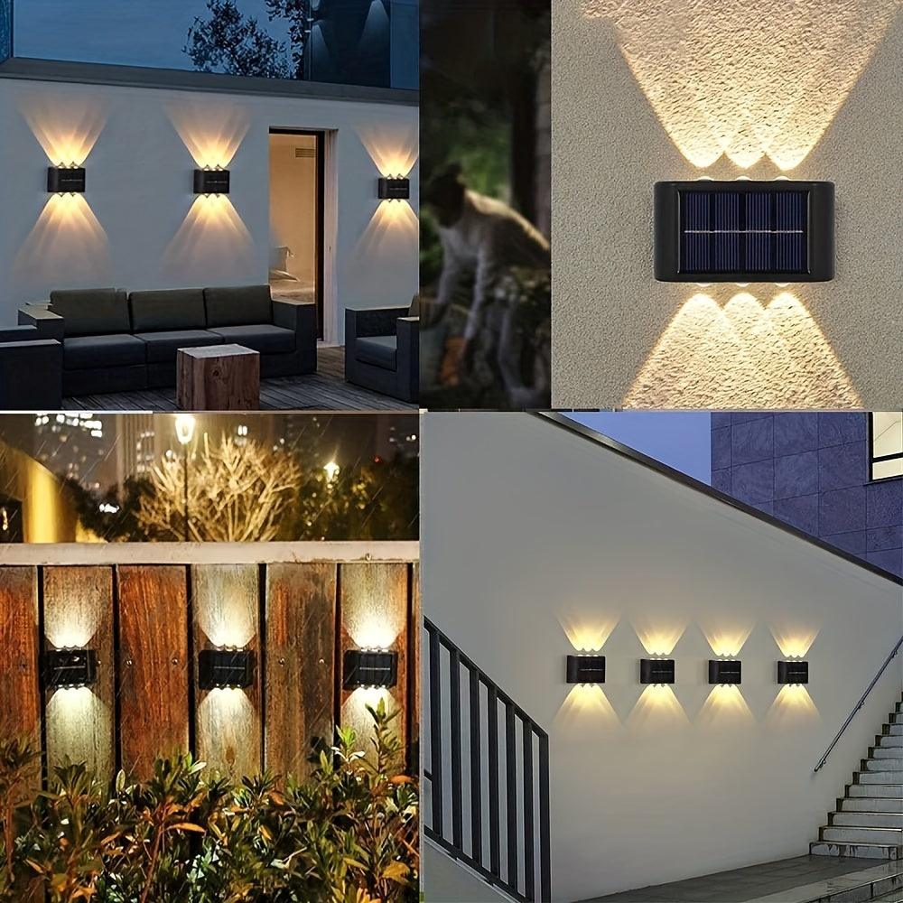 8 Packs Solar Wall Light, Outdoor 6 LED Deck Lights, Wall Light, For Courtyard, Street, Fence, Garage, Garden Perfect Decoration