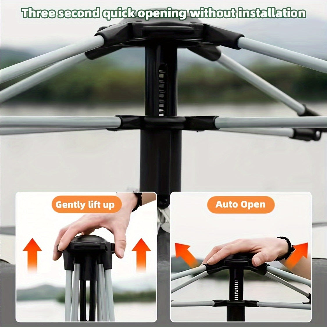 3-4\u002F5-8 People UV Protection Tent, 210D Oxford Waterproof Camping Tent, Lightweight Tent With Side Vestibule, 2 Doors Suitable For Camping, Hiking, Reconnaissance Soldiers, Easy Automatic Setting In 3 Seconds