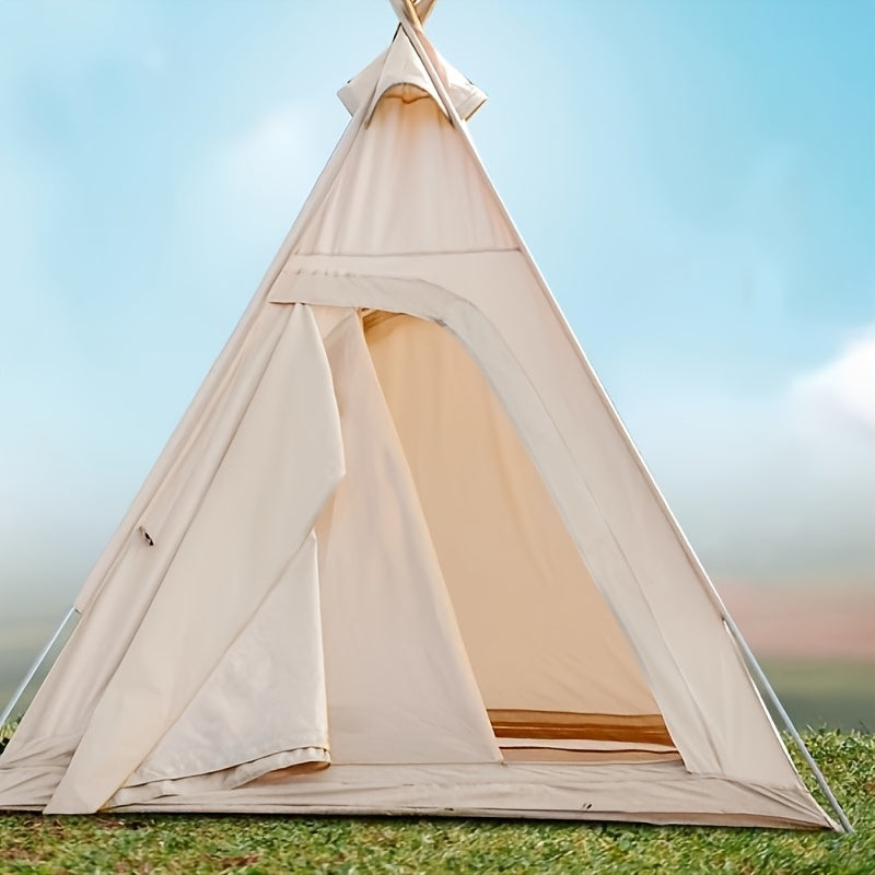 4 Season Pyramid Tent - Portable Cotton Canvas Teepee For Camping, Hiking & Outdoor Adventures - Heavy Duty UV Protection & All Weather Shelter
