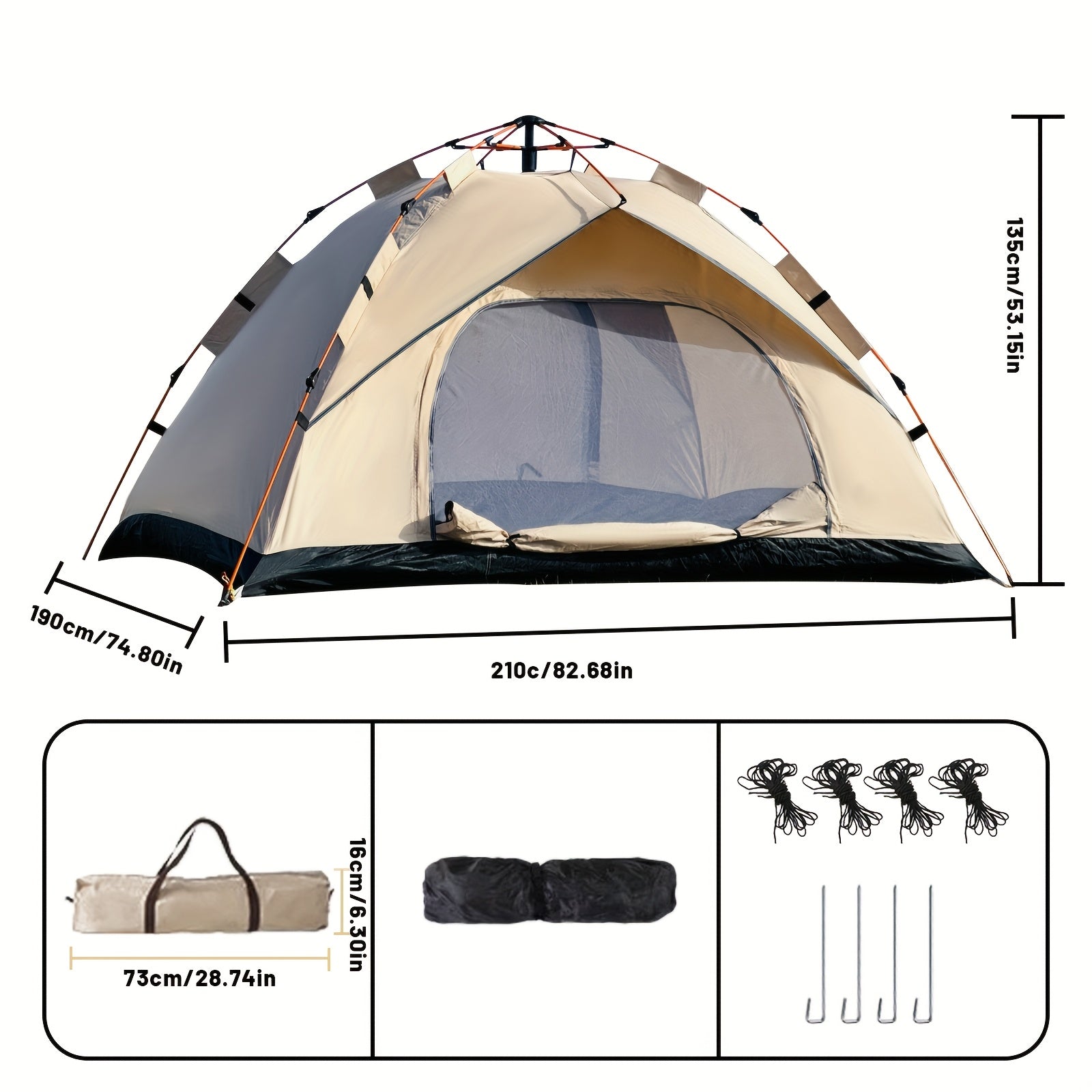 Automatic Quick-opening Tent Outdoor Self-driving Travel Camping Tent Automatic Quick-open Tent Rainproof Sunshine-proof Tent Fishing Beach Sunshine Shelter 2-3\u002F3-4 Person Portable Fishing Hiking