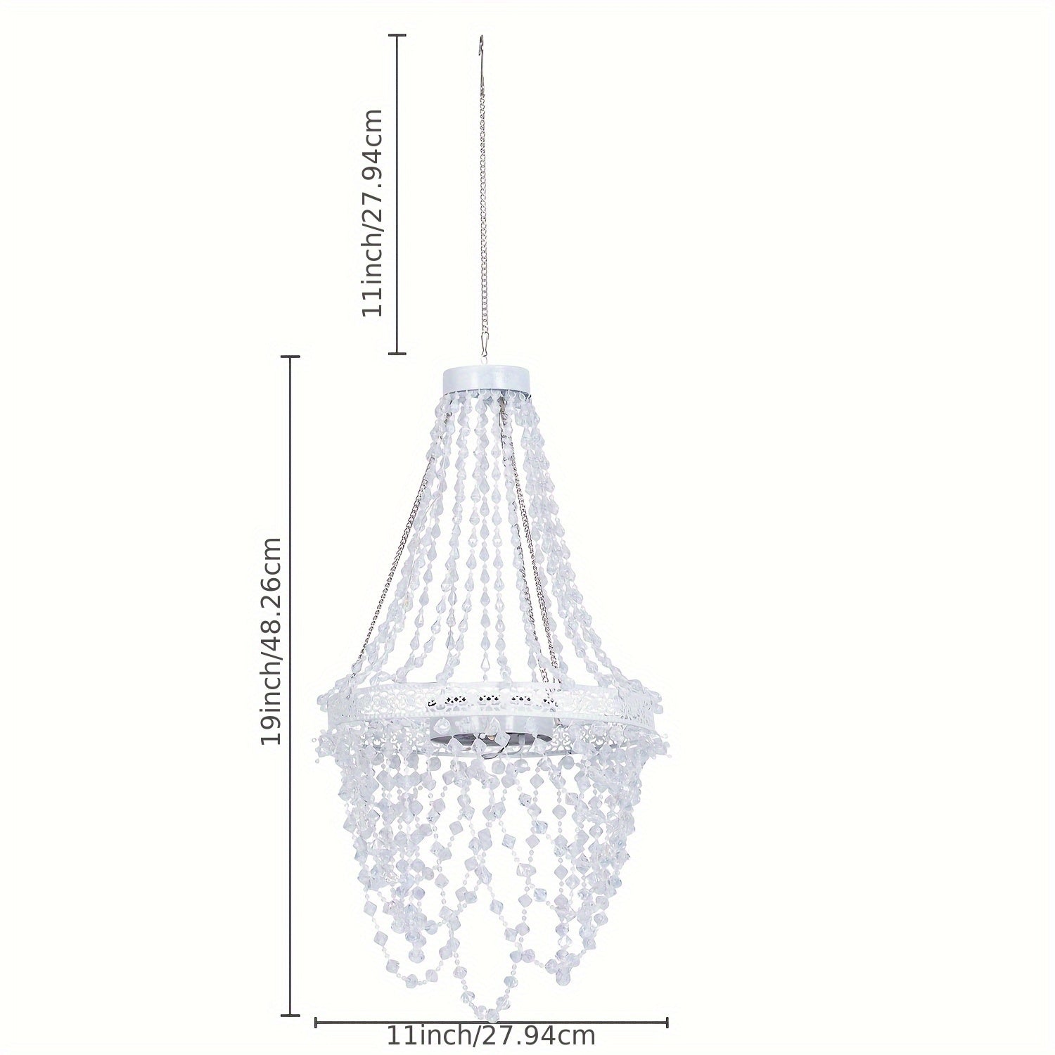 Solar Hanging Crystal Chandelier Outdoor Garden Decorative Lights Powerful Lithium Battery 54 Warm White LEDs Waterproof Hanging Lantern For Garden, Yard, Patio, Gazebo, Party, Wedding