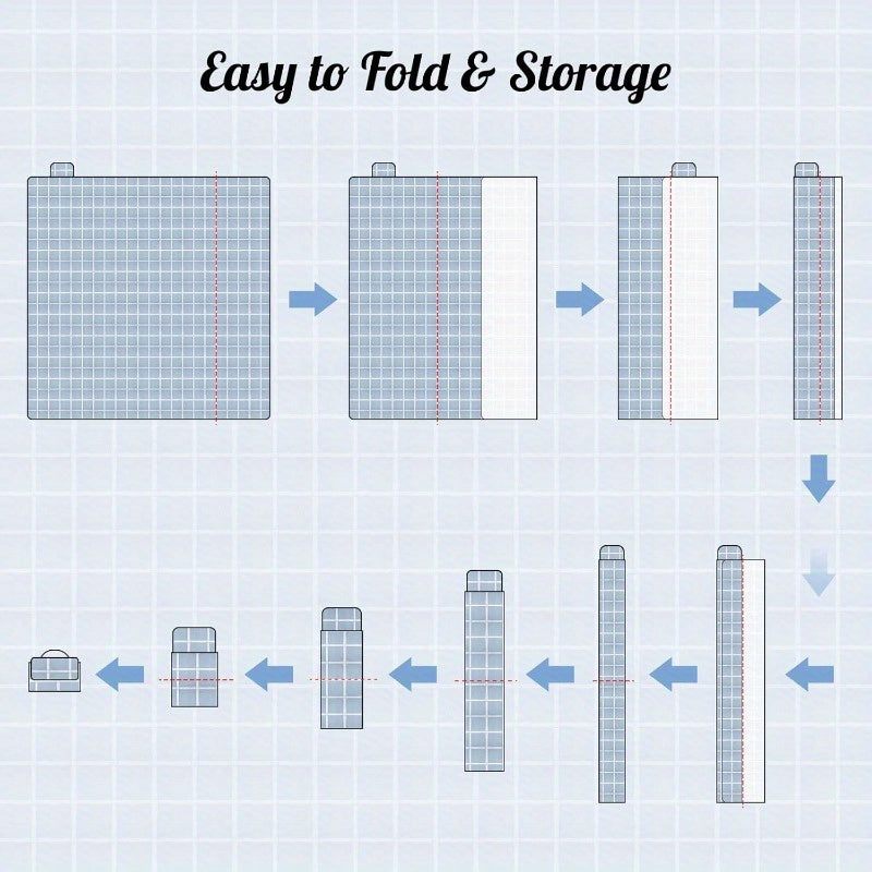 Large 80x80 Waterproof Foldable Picnic Blanket - Lightweight Portable Outdoor Beach Mat with Checkered Blue & White Design, Durable for Camping, Travel, Hiking, Family Picnics, Travel Mat, Checkered Pattern, Sturdy Construction