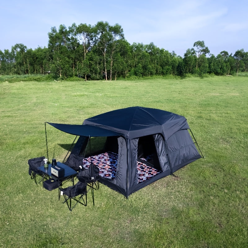 ZONGNAN 14.1ft X 10ft X 6.58ft Extra Large Tent 10-12 Person, Family Cabin Tents, 2 Rooms, Straight Wall, Waterproof, Double Layer, Big Tent For Outdoor, Picnic, Camping, Family Gathering, Black Tent