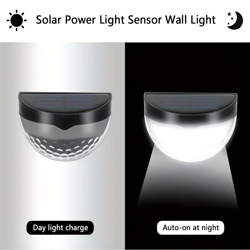 6pcs Solar Fence Lights Solar Deck Lights Solar Wall Lights, IPX4, Rechargeable Solar Cells, Suitable for Front Porch, Security Lights Wall Mounting, Patio, Fence Garage, Decoration, Wall Light Bars, Searchlight.