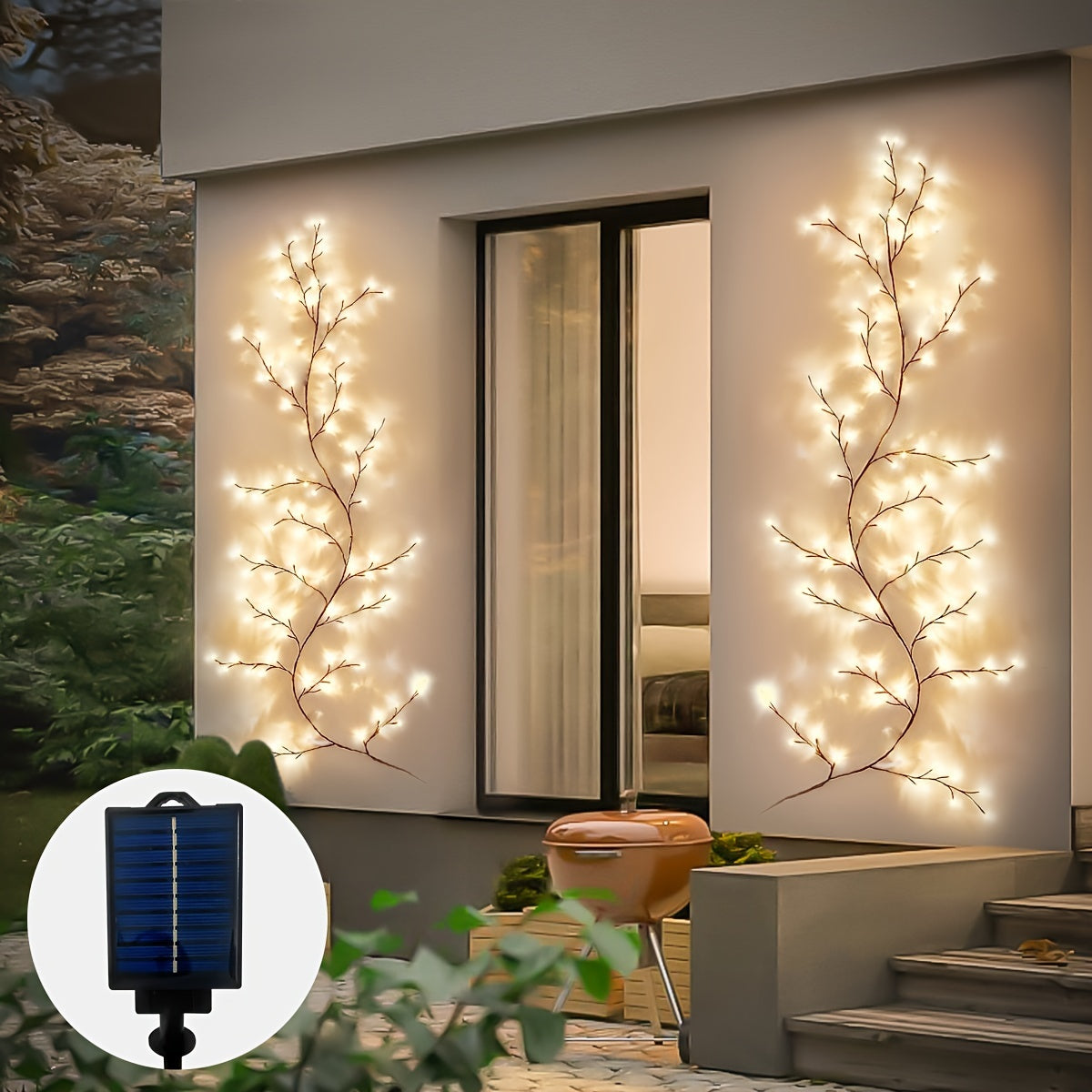 1pc Solar Enchanted Willow Vine Light For Home Decor, Flexible DIY Lighted Branches For Indoor Outdoor Wall Decorations, Lighted Willow Vine 1. 8m\u002F5. 9ft 96LEDs Lights For Bedroom Aesthetic Living Room Decor