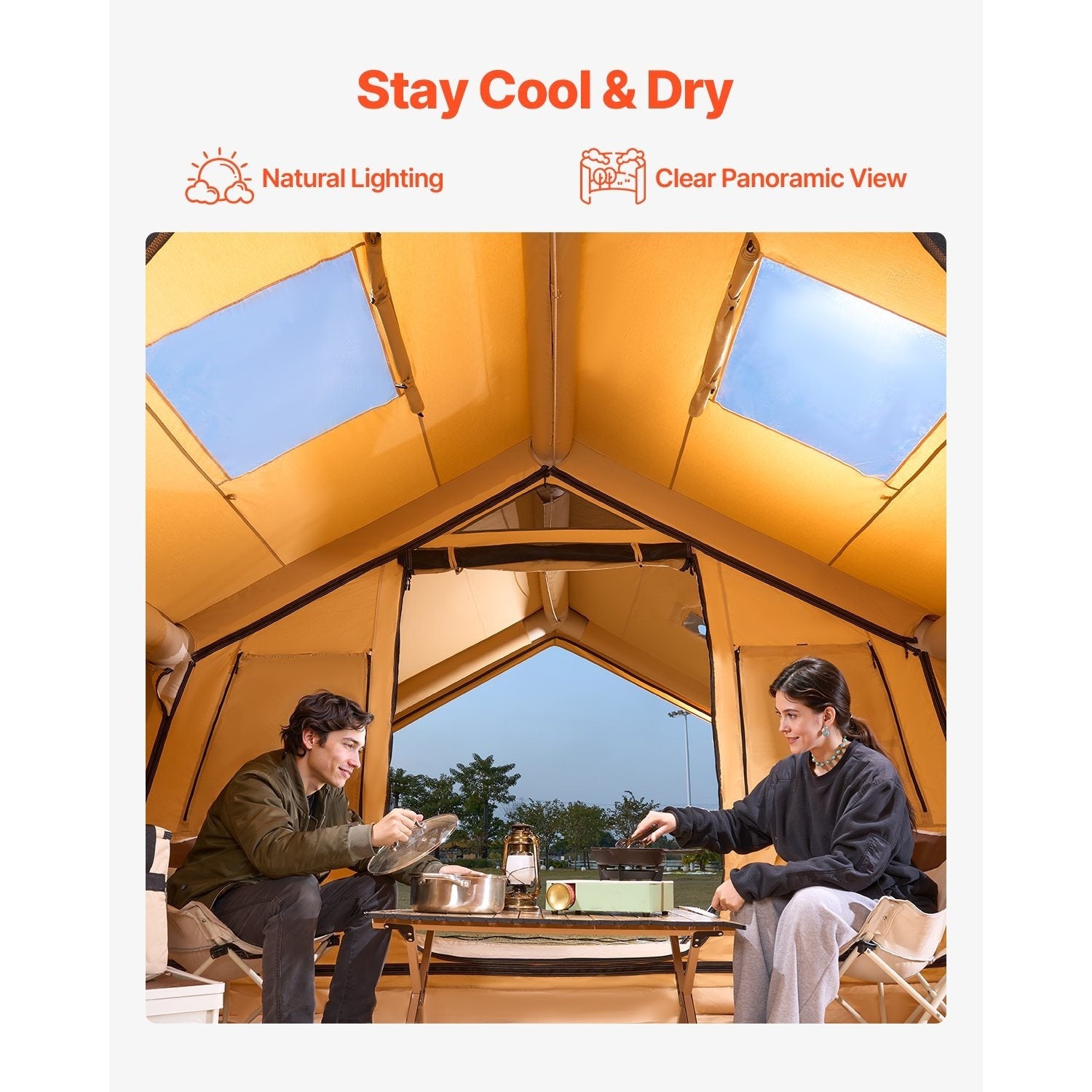 VEVOR Inflatable Tent 4*3.1m \u002F 4.8*3.6m for Camping 5-8 Person \u002F 12-16 Person Glamping Tent with Pump Easy Set up