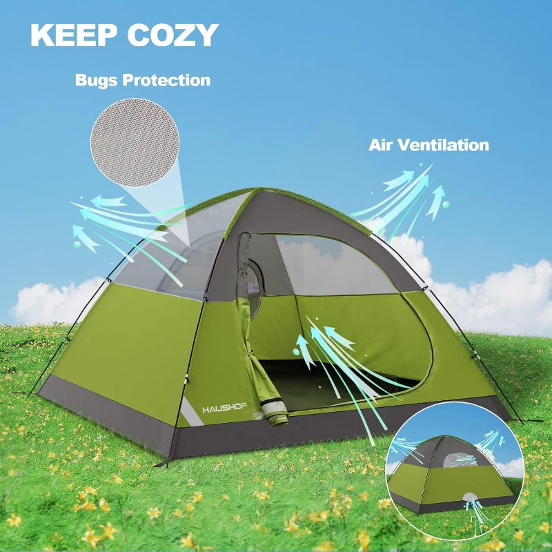 2 4Person Family Dome Tent with Removable Raiy Easy Set Up Portable Camping Tent for Backpacking Hiking Backyard Outdoor Green Blue 2person 4person