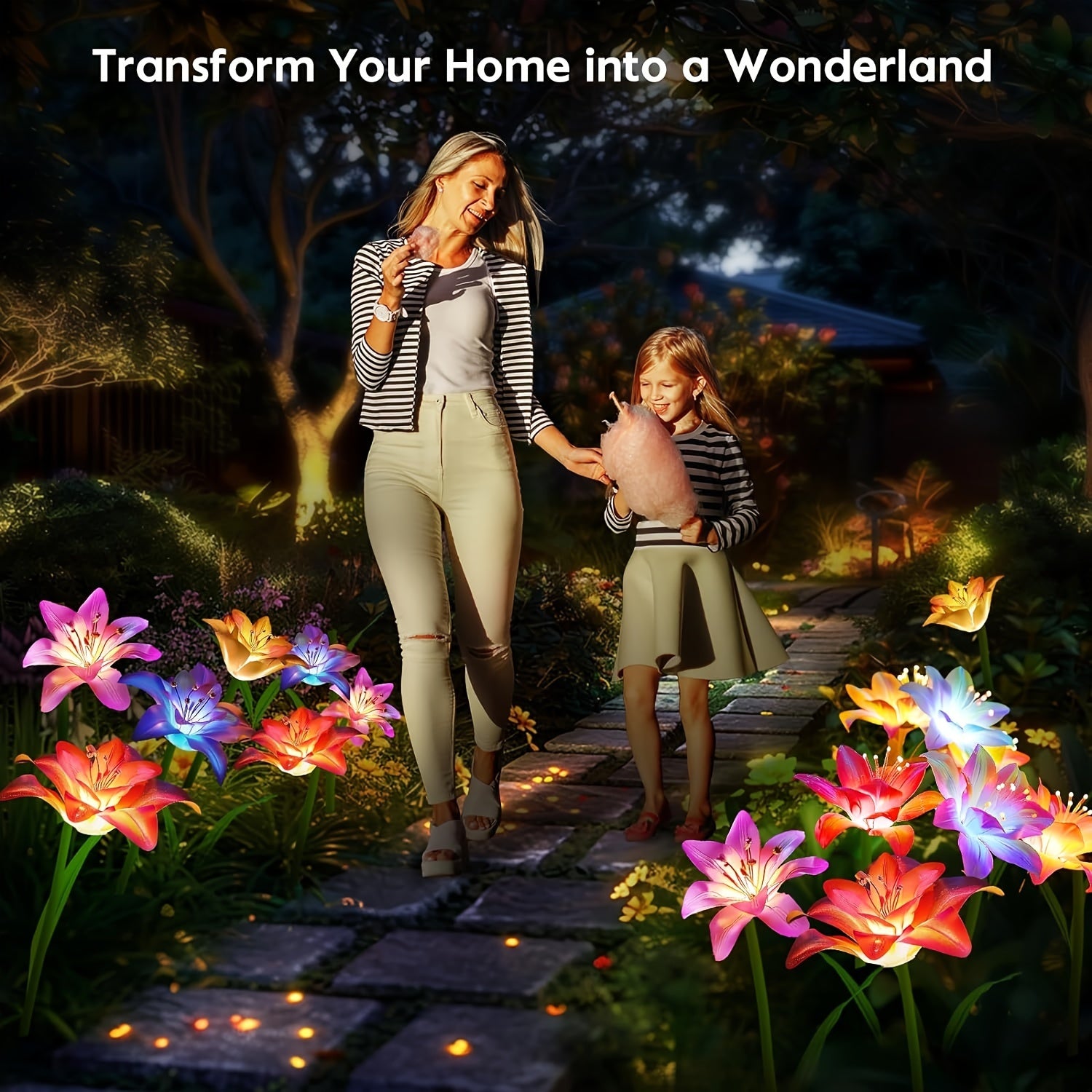 Solar Lights Outdoor Garden Decor, 2\u002F4\u002F6 Pack Of Big Lily Flowers Solar Lights, 7 Color Changing Solar Flowers Outdoor, IPX5 Solar Flowers Lights For Outside Patio Pathway Lawn Yard Decorations