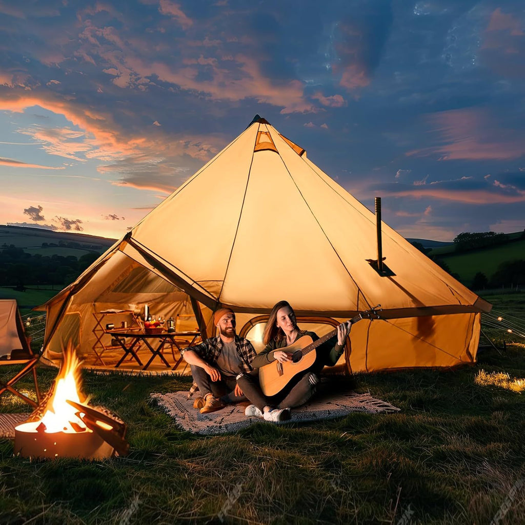 Bell Tent, YOLENY Yurt Tent 4-10 Person 4 Season Glamping Tents with Stove Jack for Family Camping Outdoor Party, Glamping Tents for Camping - 10\u002F 13.1\u002F 16.4FT