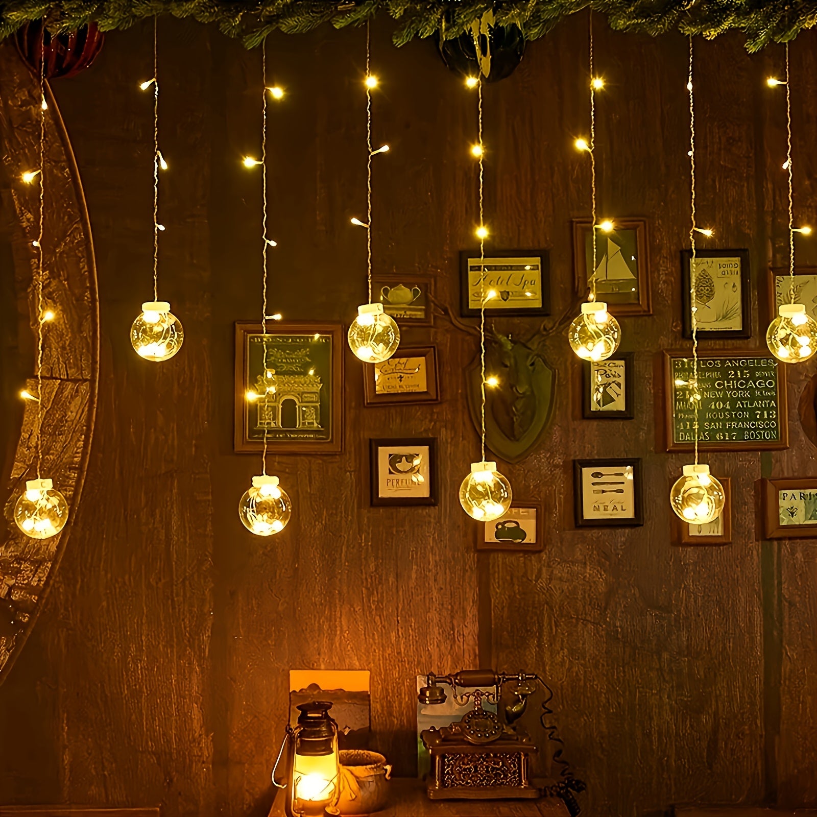 LED Light Christmas Holiday Decoration Light 137.79 inches, 2025 New Model, 8 Lighting Modes, 12 Wish Balls, USB Plug-in Powered, Suitable for Family Gatherings, Bedroom, Holiday Party, Indoor Festival Decorative Light Atmosphere Props