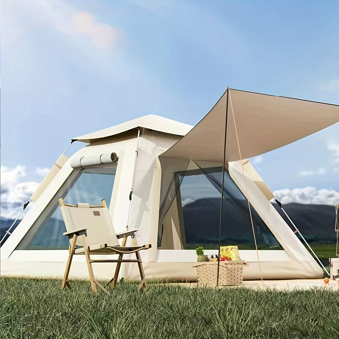 3-4\u002F5-8 People UV Protection Tent, 210D Oxford Waterproof Camping Tent, Lightweight Tent With Side Vestibule, 2 Doors Suitable For Camping, Hiking, Reconnaissance Soldiers, Easy Automatic Setting In 3 Seconds