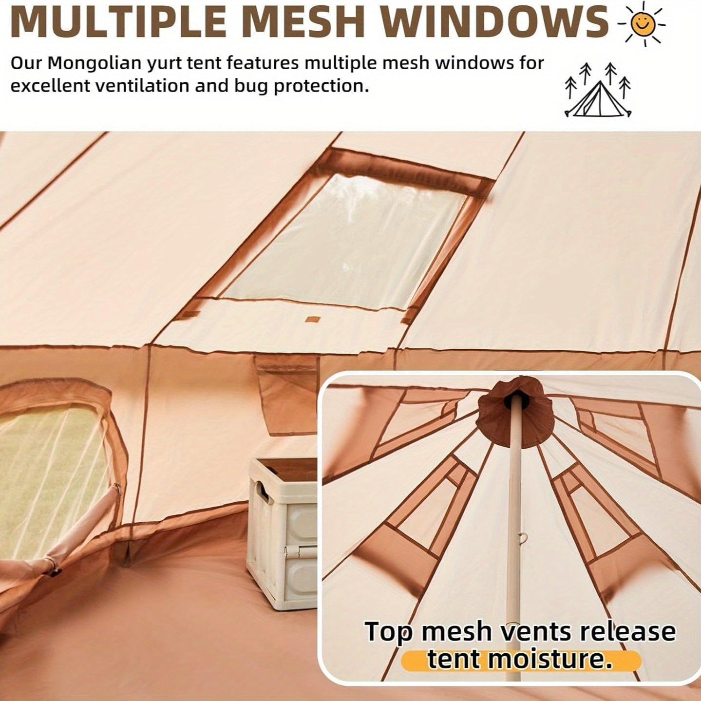 Bell Tent, YOLENY Yurt Tent 4-10 Person 4 Season Glamping Tents with Stove Jack for Family Camping Outdoor Party, Glamping Tents for Camping - 10\u002F 13.1\u002F 16.4FT