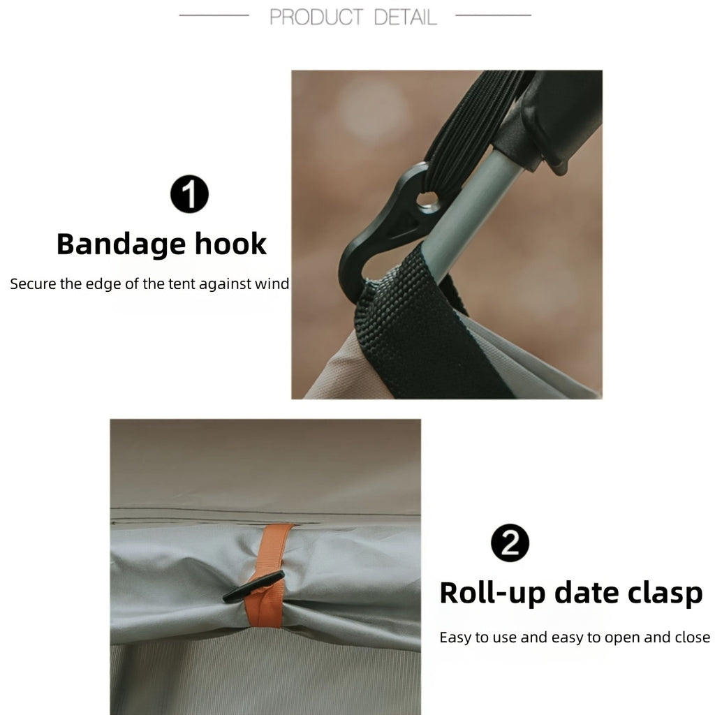 1pc Quick Setup Camping Tent, 4 Ventilated Windows, 240x240cm, Square Shape, Polyester Fabric, Fiberglass Frame, Basic Waterproof, Dual-layer Mesh Door, Outdoor Shelter for Adults and Kids