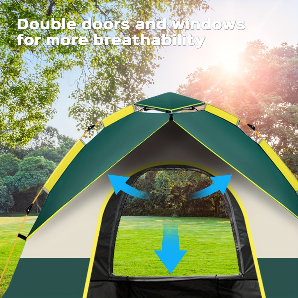 1-4 Person Camping Tents, Fully Automatic Quick Opening Camping Tent, High Quality Windproof Tent, Dual Doors And Windows for Superior Ventilation,, Portable,, Ideal for Outdoor Camping, Hiking, Mountaineering, And Travel