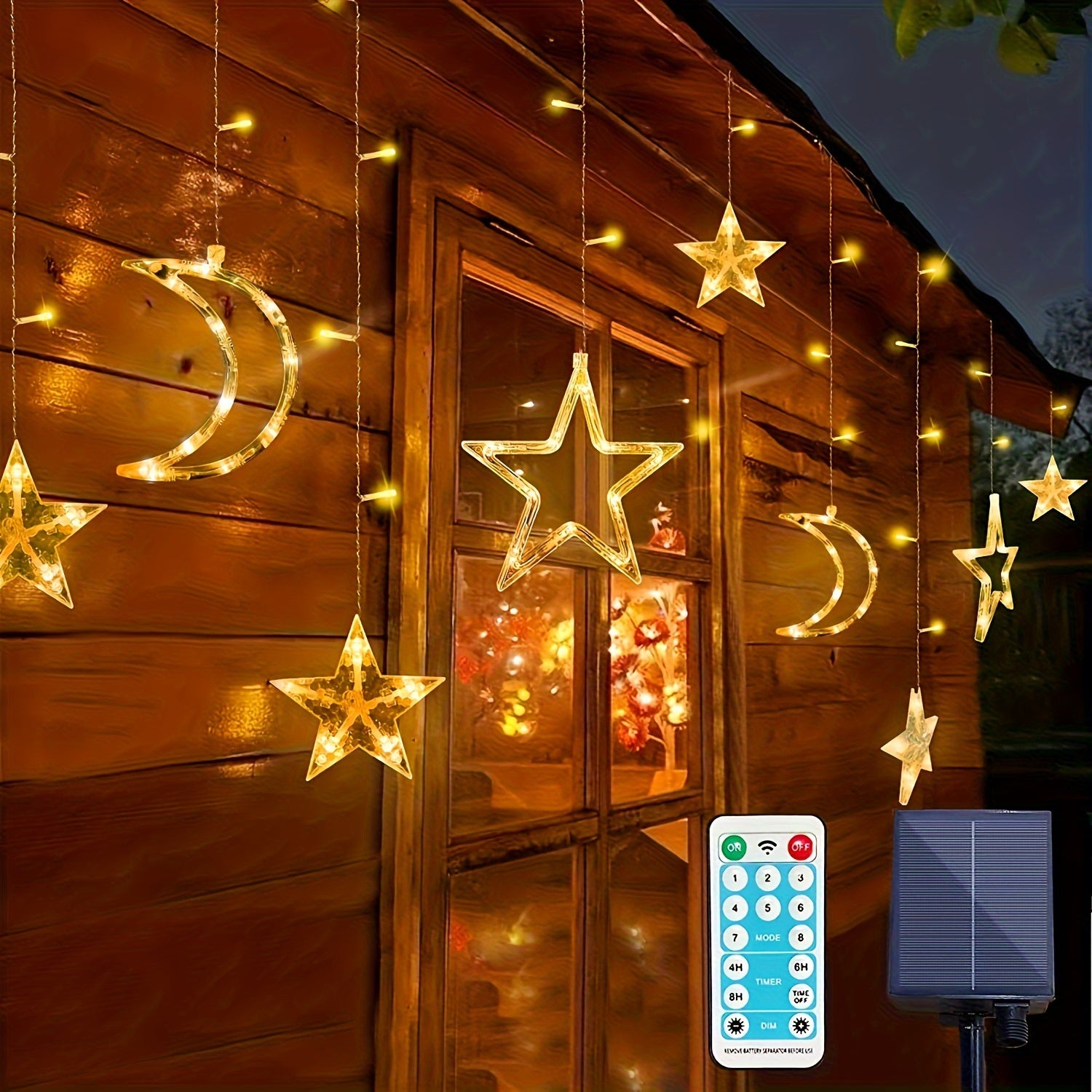 Solar Star And Moon Light, 170LED, Large Capacity Solar Panel, Support USB Charging Light Sensing Switch, Charging During The Sun And Automatic Work at Night, Three Kinds of Control at Will, 8 Kinds of Light Blinking Mode, Decoration Perfect Partner