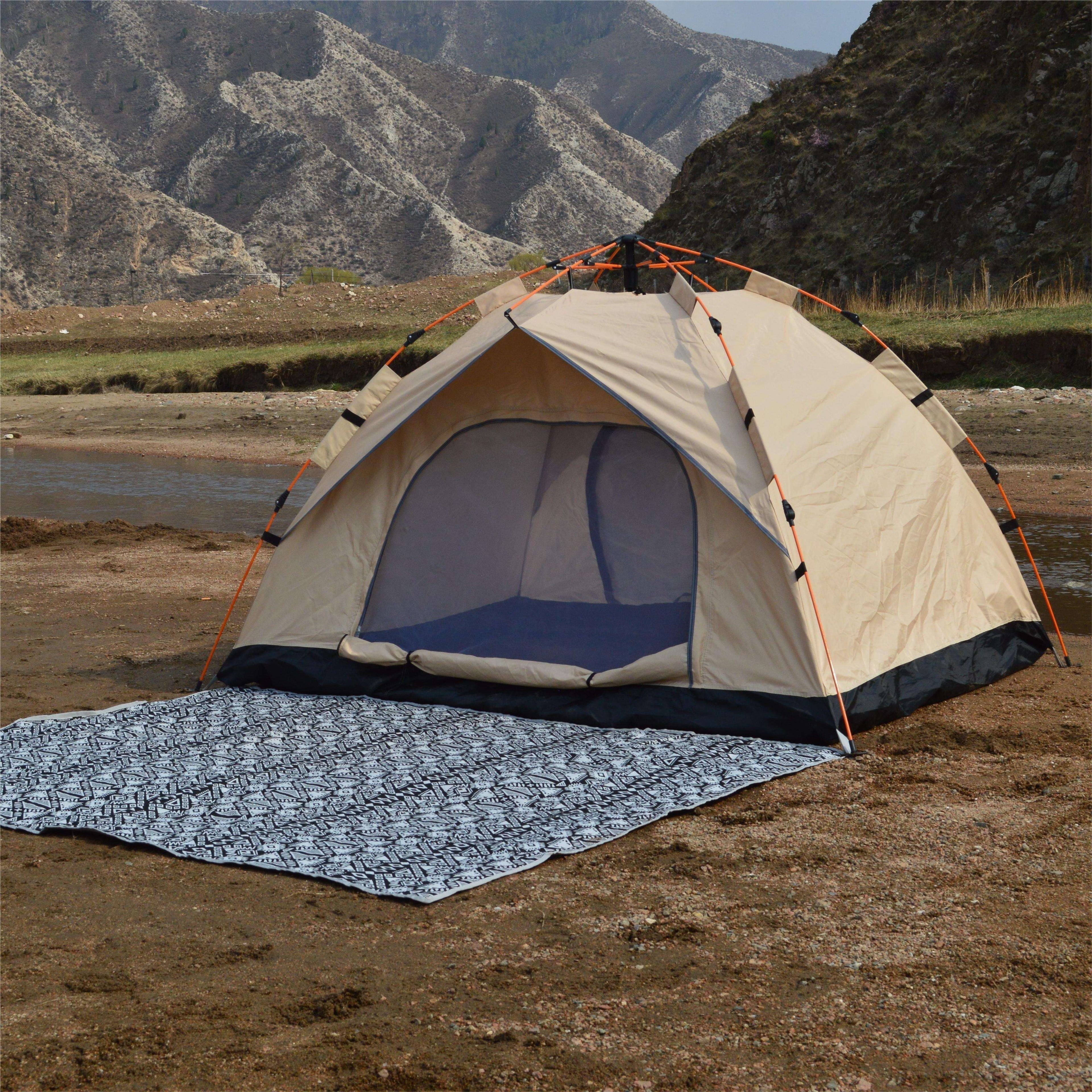 Automatic Quick-opening Tent Outdoor Self-driving Travel Camping Tent Automatic Quick-open Tent Rainproof Sunshine-proof Tent Fishing Beach Sunshine Shelter 2-3\u002F3-4 Person Portable Fishing Hiking