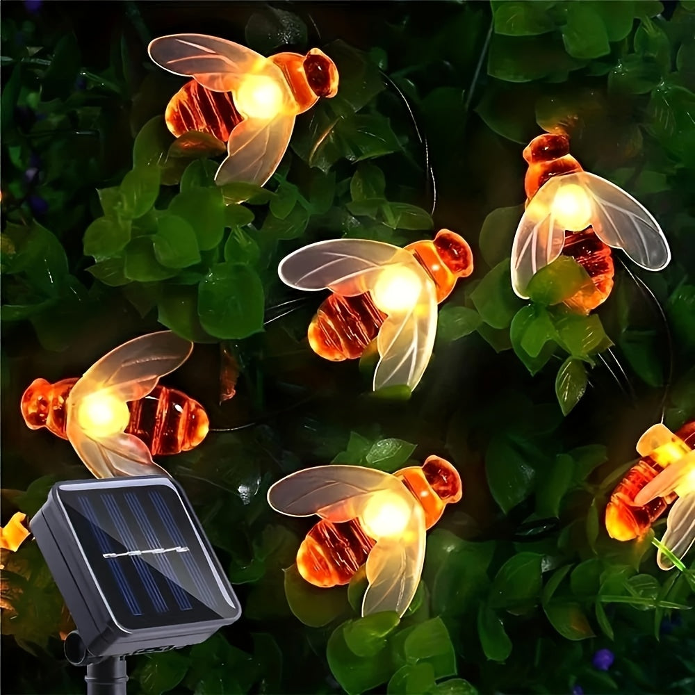 Solar Bee String Lights 100 LED Solar Bee String Lights | Warm White, 8 Lighting Modes, Rechargeable - For Deck, Patio, Garden, Wedding, Halloween, Christmas Party Decoration, Hanging Solar Lights