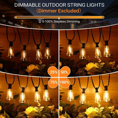 100\u002F 150FT LED Outdoor String Lights Patio Lights with 32\u002F 52 Shatterproof ST38 Vintage Edison Bulbs, Outside Hanging Lights for Porch, Deck, Garden, Backyard, Balcony, 2700K Dimmable