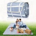 Large 80x80 Waterproof Foldable Picnic Blanket - Lightweight Portable Outdoor Beach Mat with Checkered Blue & White Design, Durable for Camping, Travel, Hiking, Family Picnics, Travel Mat, Checkered Pattern, Sturdy Construction