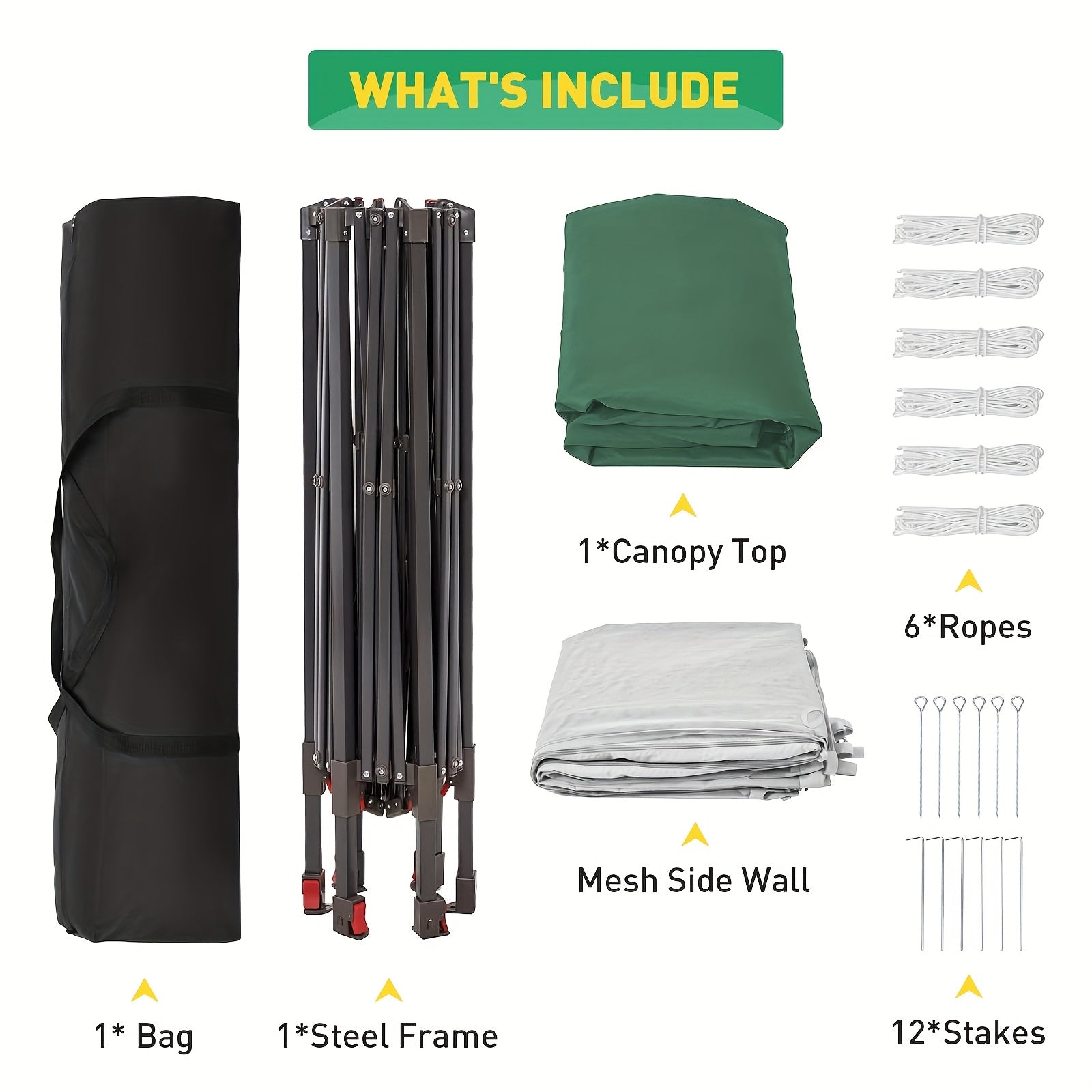 Folding Outdoor Tent, With An Unfolded Size Of 78.74*78.74*78.74inch, PA Coated, Polyester Fabric, With Six Mesh Gauze Covers, Zipper Door, Oxford Fabric, Green + Beige, Suitable For Outdoor Use To Provide Shade And Rain Protection