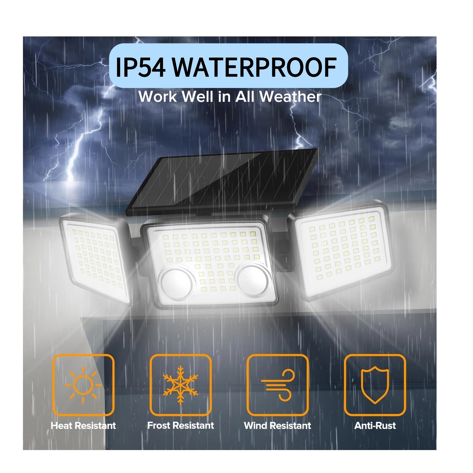 (1\u002F2\u002F4pcs) Solar Outdoor Lights 3000LUMEN 7000K, 152 LED Super Bright Motion Sensor Outdoor Lights with 2 Sensors, Waterproof 270 Wide Angle Solar Flood Lights with 3 Modes for Garden\u002FFence\u002FEaves