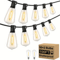 60FT 120FT 200FT LED Outdoor String Lights, Patio Lights With 52 Shatterproof ST38 Edison Bulbs, 2700k Dimmable Connectable Lights String, Outside Hanging String With Hooks For Party Xmas Bistro, Halloween, Christmas Decoration